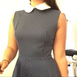 Dark blue dress with white Peter Pan collar